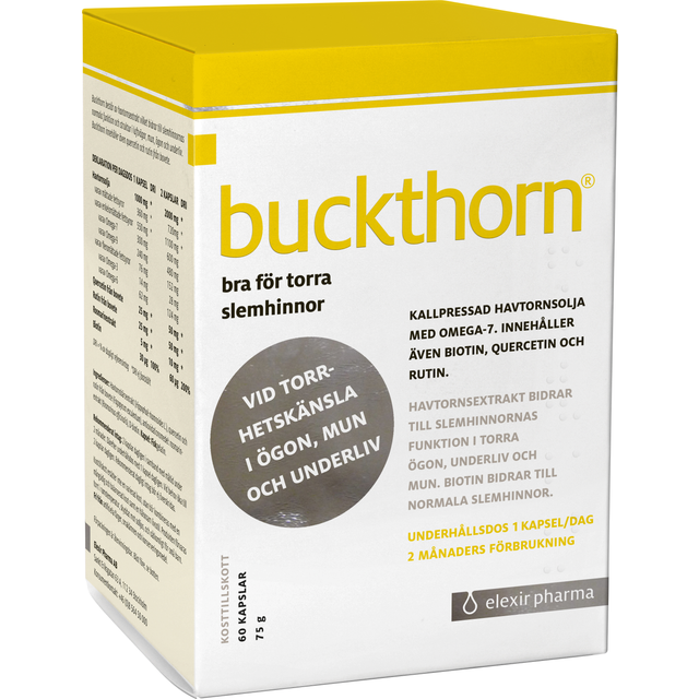 Buckthorn Kosttillskott med Havtornsolja 60 kapslar