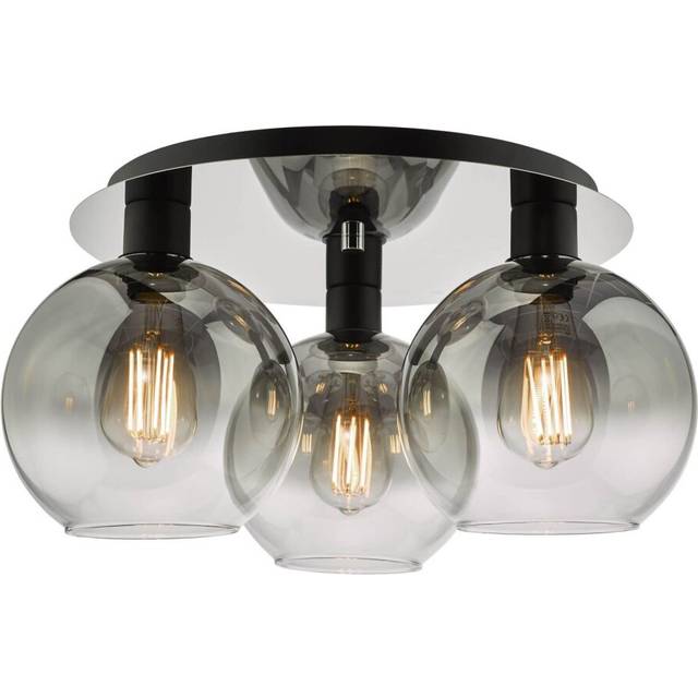 Dar Lighting Group LYC5322 Lycia 3 Light Flush Matt Black Smoked Ombre
