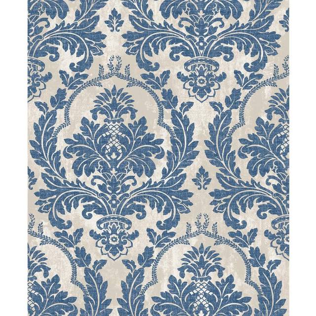 Galerie Cottage Chic Damask Blue Wallpaper 25716, Blue