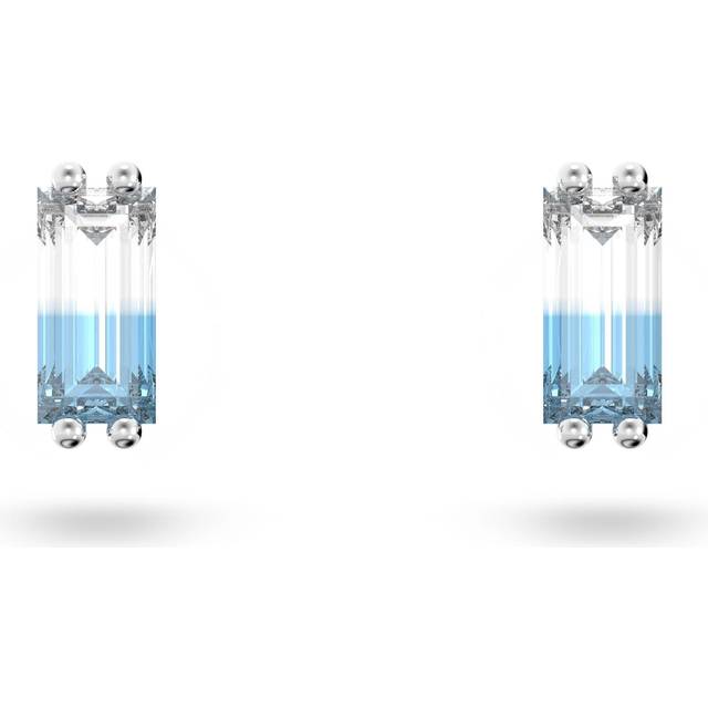 Swarovski Stilla Stud Earrings - Ombre Blue Rhodium Plated - Silver,Clear,White,Blue - Length: 0.6 cm x Width: 0.3 cm