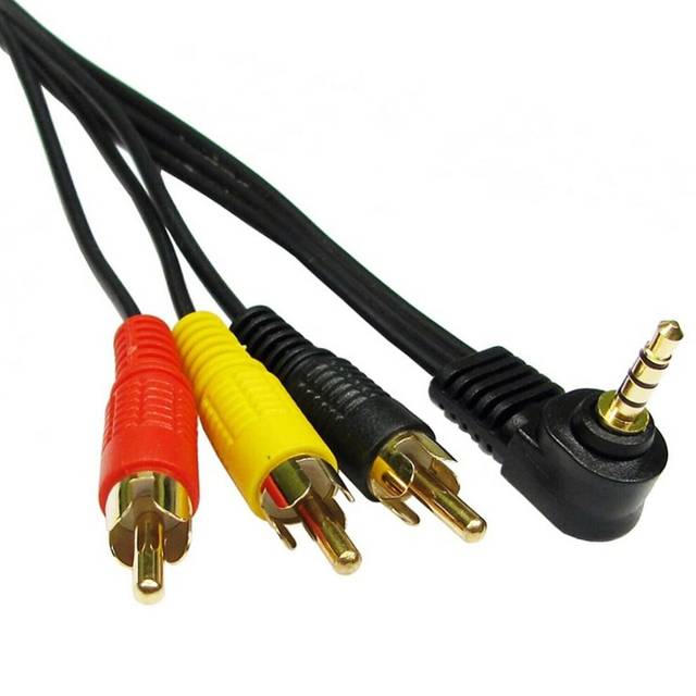 3m 3.5mm 4 pole jack plug to 3 rca phono male av cable lead car tv video camera