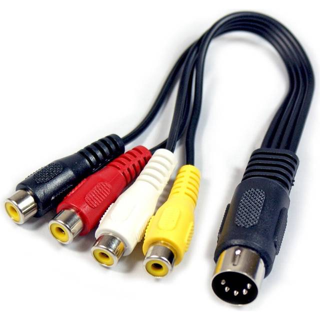 0.2m 5 pin din male plug to 4 rca female socket adapter converter cable lead av