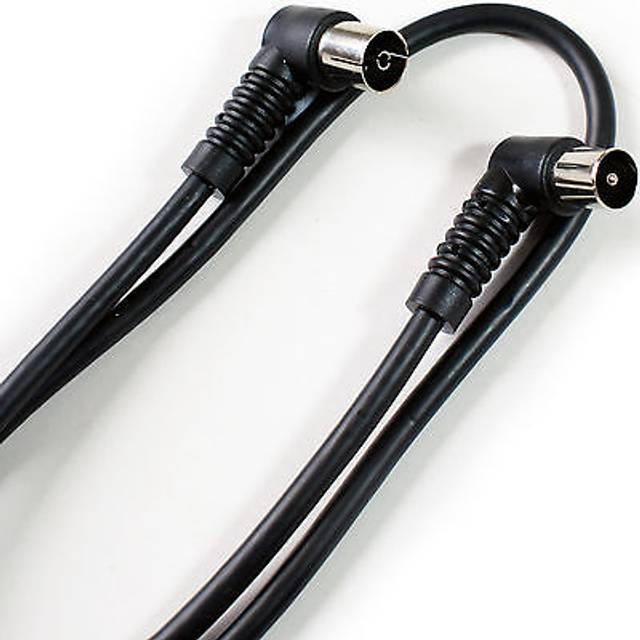 2m aerial lead 90 degree male plug to female socket coaxial cable right angled