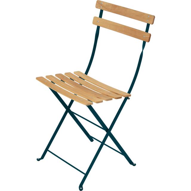 Fermob - Bistro Natural Chair, Acapulco Blue - Trädgårdsstolar - Blå - Metall/Trä