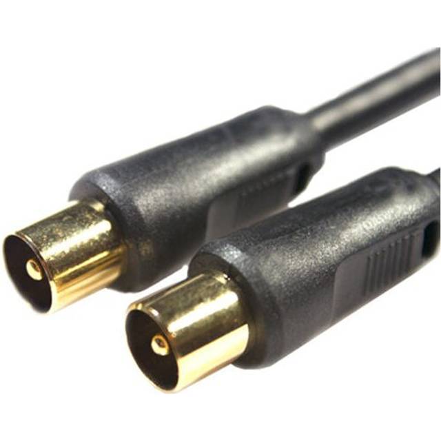 3m Male to Plug Aerial Cable Gold & Shielded Coaxial Coax Lead TV Freeview Box
