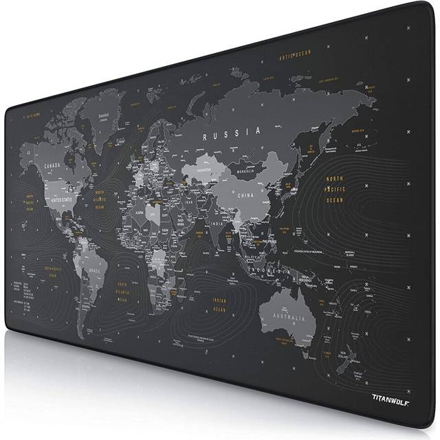 TITANWOLF World Map XXL Speed Gaming Mouse Pad Mouse Mat - 900 x 400 x 3mm - XXL mousepad - Table mat large size - improved precision and speed - Desi