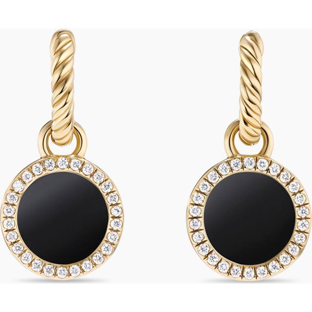 Petite DY Elements® Drop Earrings in 18ct Yellow Gold with Black Onyx and Diamonds, 22.6mm