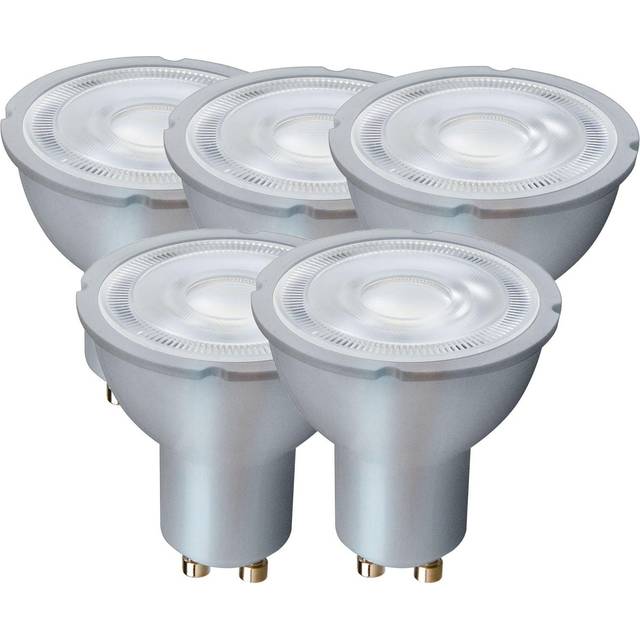 7 Watts GU10 LED Bulb Silver Spotlight Daylight Dimmable, Pack of 5 - One Size