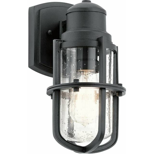 Outdoor IP44 1 Bulb Wall Light Lantern Textured Black LED E27 40W d01821