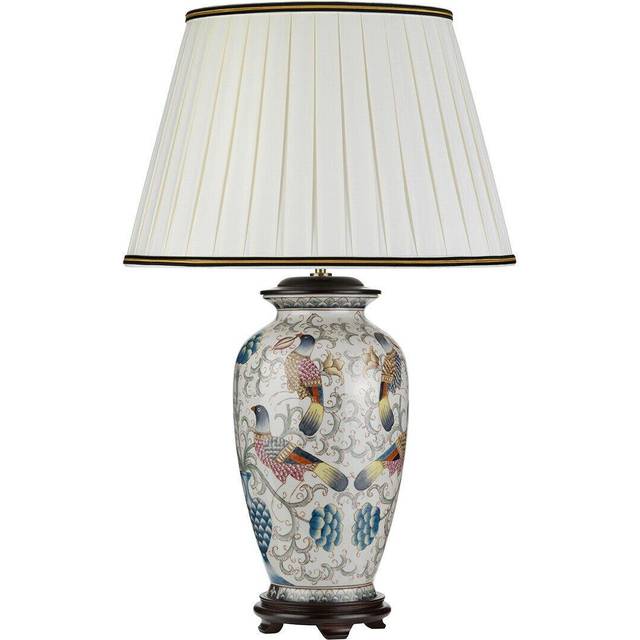 Table Lamp Ivory with Black and Gold trim Shade Cream LED E27 60W Bulb