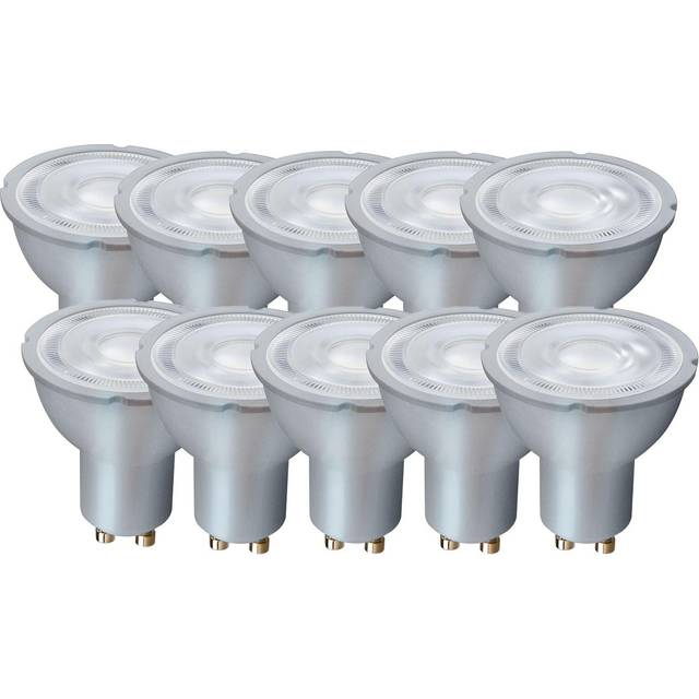 7 Watts GU10 LED Bulb Silver Spotlight Daylight Dimmable, Pack of 10 - One Size