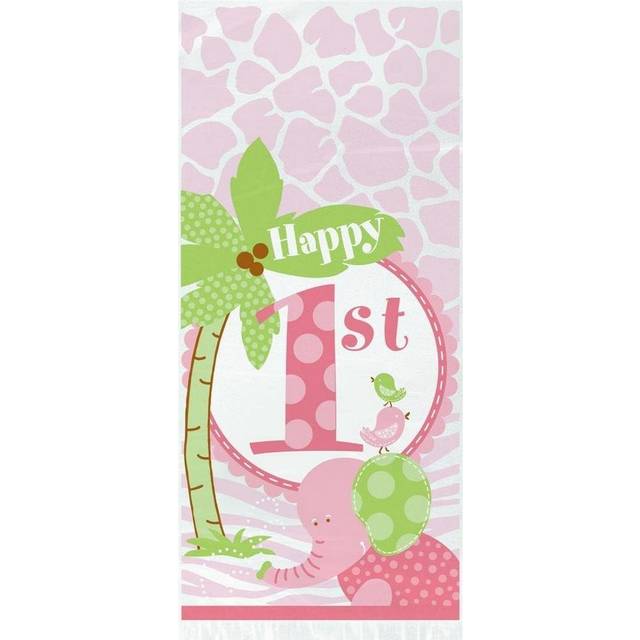 Unique Party Cellophane 1st Birthday Party Bags - Pink/green - one size