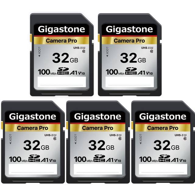 gigastone 32gB 5-Pack SD card V10 SDHc Memory card High Speed Full HD Video compatible with canon Nikon Sony Pentax Kodak Olympus Panasonic Digital ca