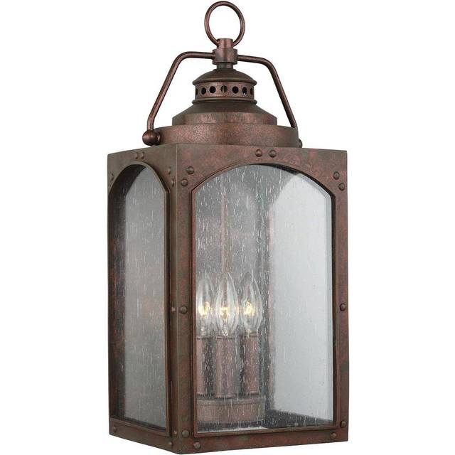 Outdoor IP44 3 Bulb Wall Light Lantern Copper Oxide LED E14 40W