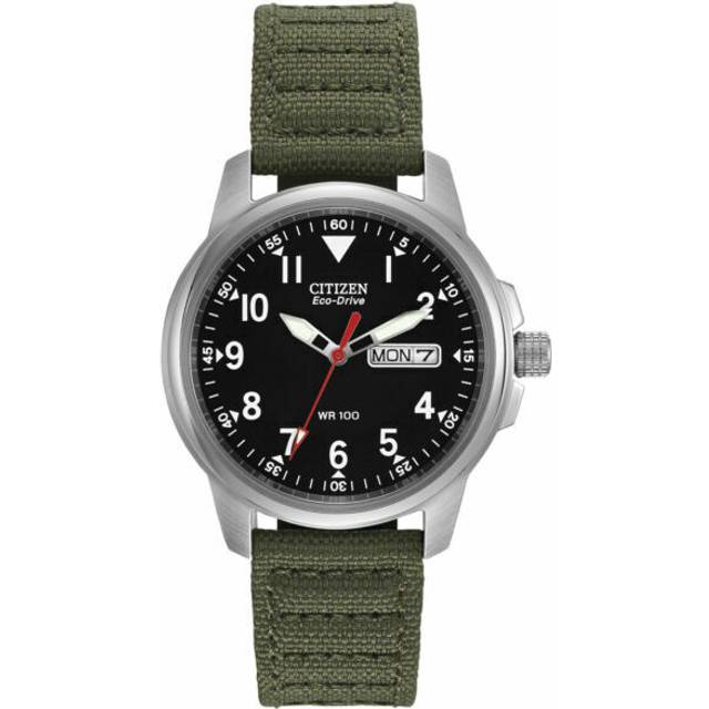 Citizen Men's Eco-Drive Analogue Green Canvas Strap Watch