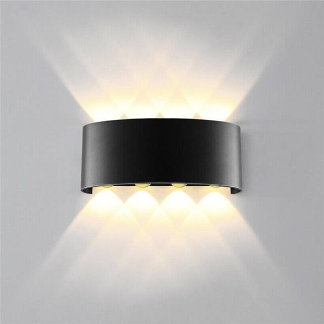 (8W, Black Shell & Warm White) Modern LED Wall Lamp Up Down Light Nordic Style Hotel Sconce Wall Fixture Decor