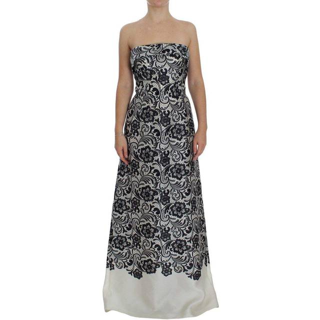Dolce & Gabbana White Floral Lace Silk Corset Maxi Dress - IT40|S (IT40|S)