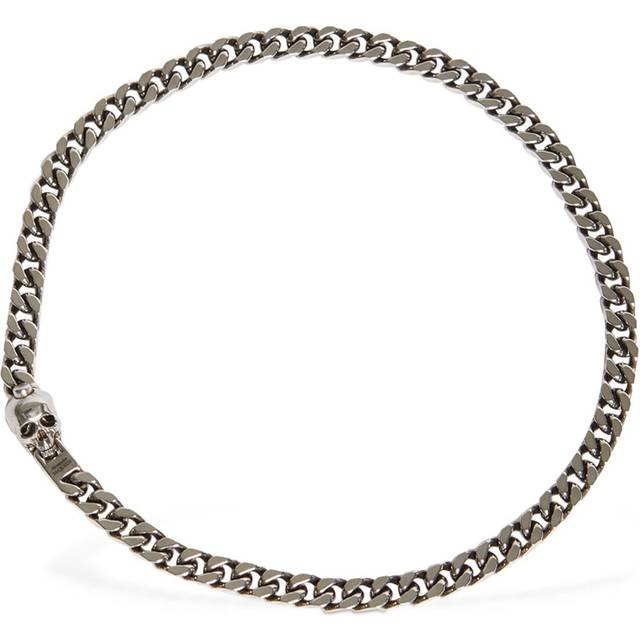 Alexander Mcqueen Mens Silver Skull Brass Chain Necklace 43.5cm - SILVER