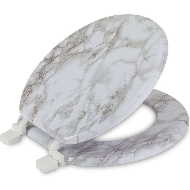 J&V TEXTILES Round Toilet Seat W/ Easy Clean & Change Hinge (Gray)