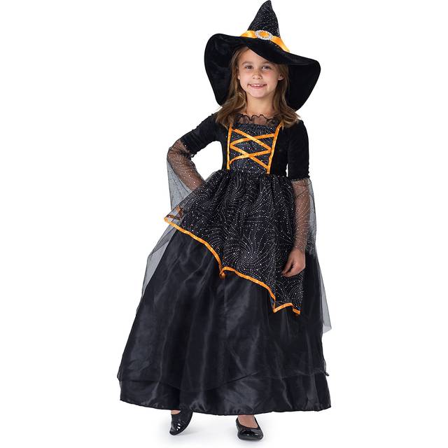 Dress Up America liten flicka Svart och orange Witch Kostym