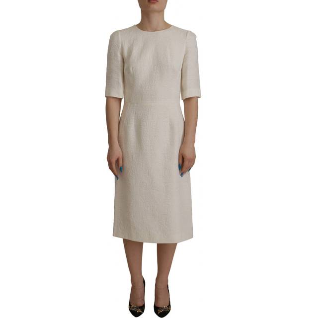 Exquisite Jacquard Midi Dress in White - IT42|M