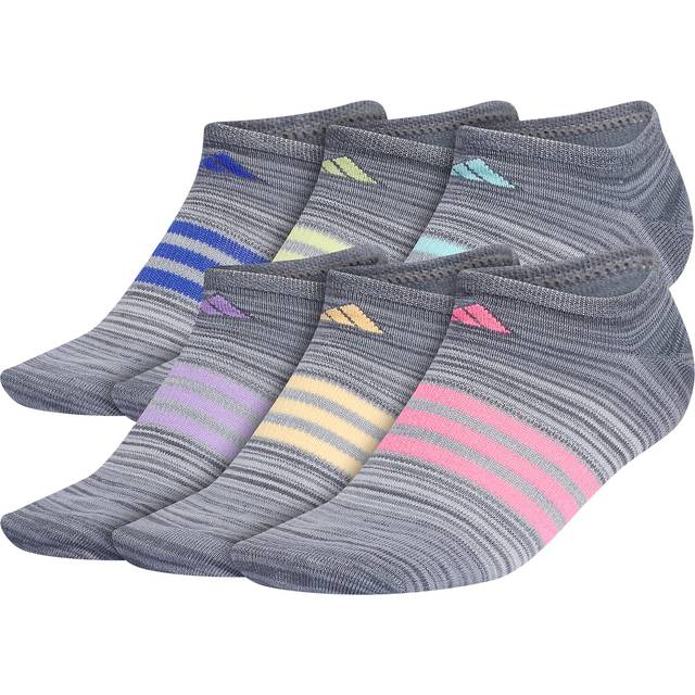 adidas Women's Superlite No Show Socks (6-Pair)  Onix Grey/Grey/Lucid