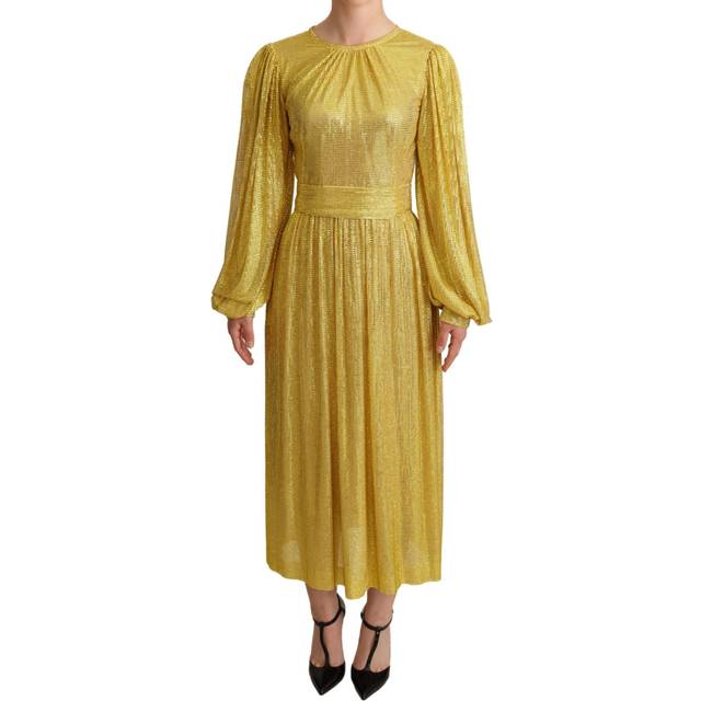 Crystal Embellished Pleated Maxi Dress - IT38|XS - Yellow