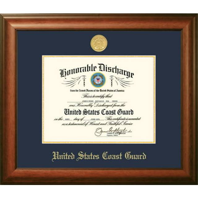 Campus Images CGDSW002 8.5 x 11 in. Patriot Frames Coast Guard Discharge Satin Walnut Frame with Gold Medallion
