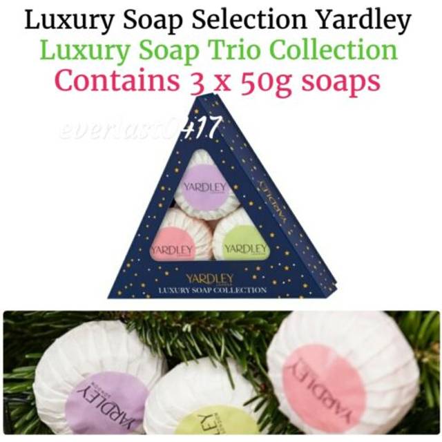 Yardley Luxury Soap Gift Set 3 Pieces (1 x 50g English Lavender Soap 1 x 50g English Rose Soap 1 x 50g Lily Of The Valley Soap)