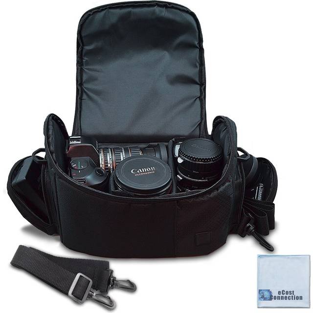 Large Digital Camera / Video Padded Carrying Bag / Case for Nikon  Sony  Pentax  Olympus Panasonic  Samsung  and Canon DSLR Cameras + eCostC