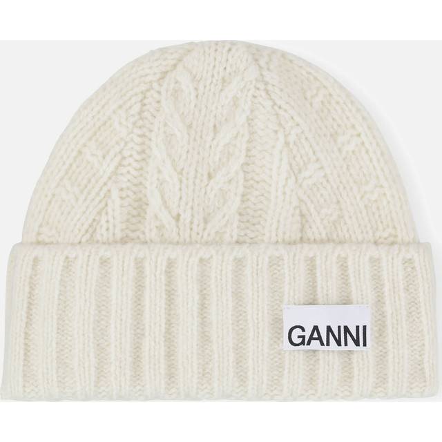 Ganni Cable knit wool-blend beanie