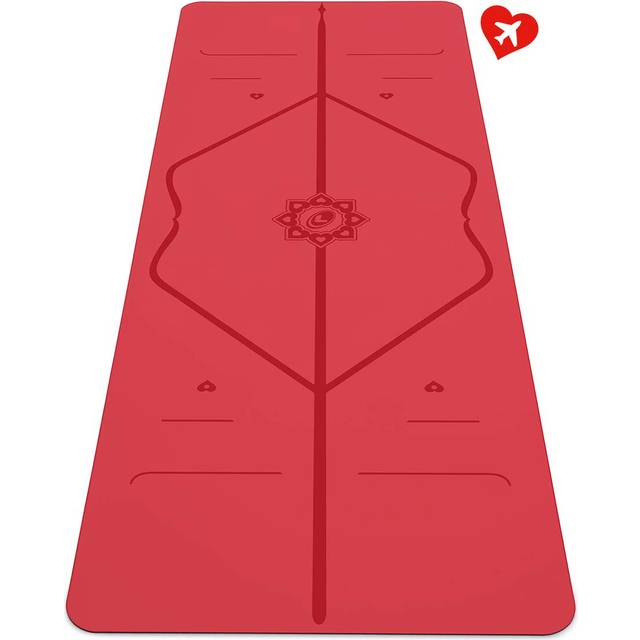 Liforme Expressions Travel Yoga Mat - Love Red - Free Yoga Bag - Non-Slip, Eco Friendly With Patented Alignment Line System