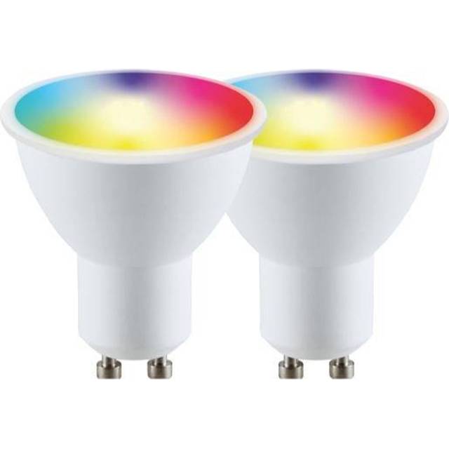 Wi-Fi GU10 5.5 Watts LED Smart Bulb, RGB CCT 2700K-6500K, Dimmable, Pack of 2 - White - One Size