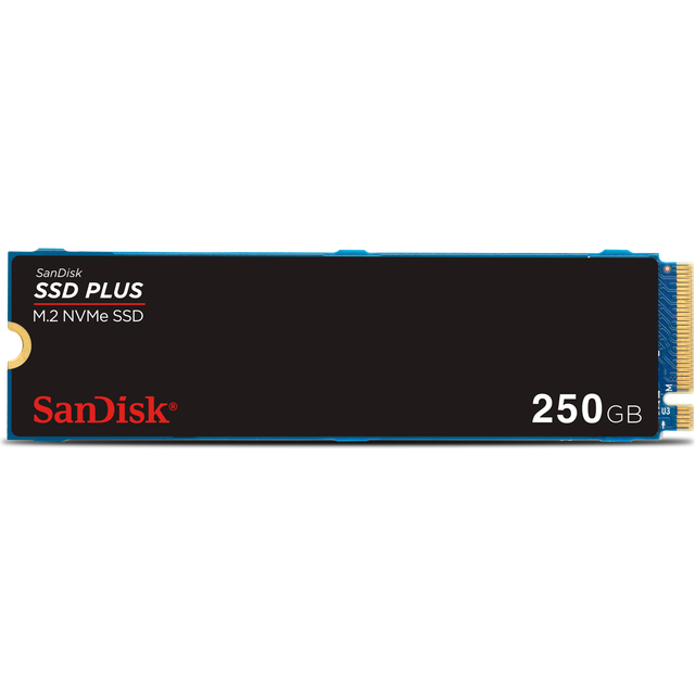 SanDisk SSD Plus 250GB M.2 2280 PCIe Gen3 NVMe SSD med läshastighet på upp till 3 200 MB/s