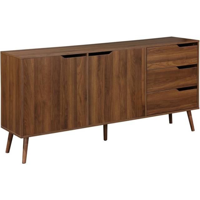 Sweeek - 160cm walnut wood-effect sideboard, Nepal, Walnut wood-effect, 160x40x80 cm