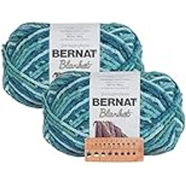 Bernat Blanket Yarn  Big Ball 105 oz  2 Pack with Pattern Cards in Color Tidepool