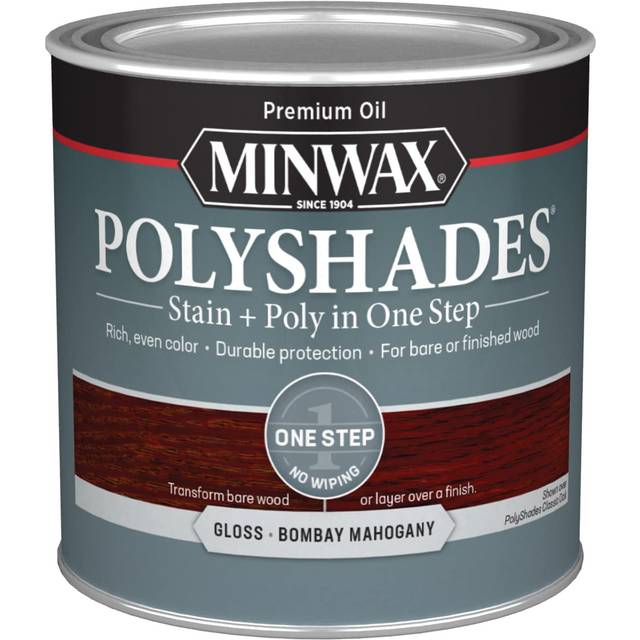 Minwax PolyShades Wood Stain  Polyurethane Finish - A Pint  Bombay Mahogany  gloss