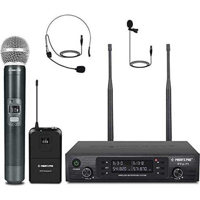 Phenyx Pro Dual Channel Cordless Wireless Microphone System with - US plug