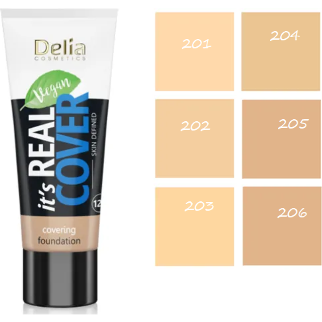 Delia Cosmetics It's Real Cover Foundation med høj dækkeevne Skygge 201 vanille 30 ml