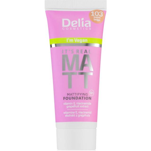 Delia Cosmetics It's Real Matt Matterende foundation Skygge 103 Warm Beige 30 ml