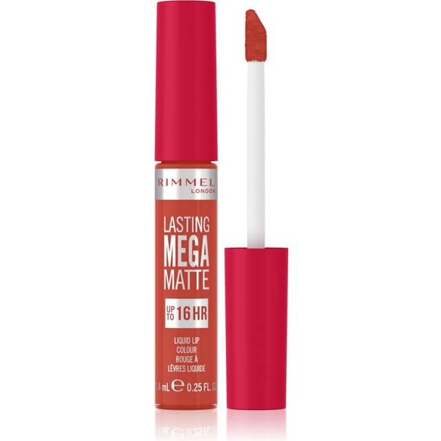 Rimmel Lasting Mega Matte Mat flydende læbestift 16t Skygge Scarlet Flames 7,4 ml