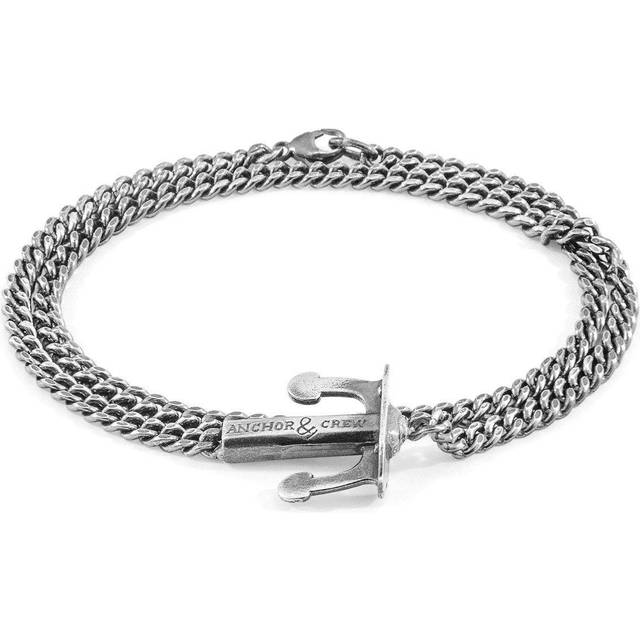 Union Anchor Double Silver Chain Bracelet