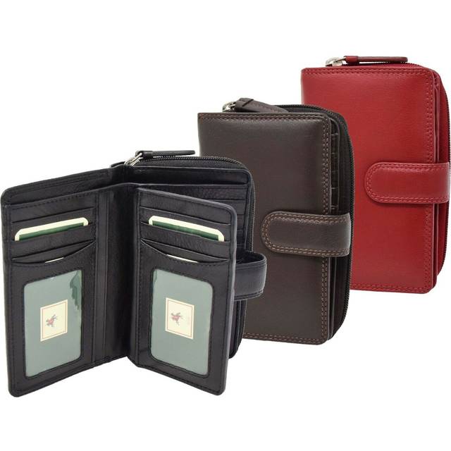 Womens soft leather clutch wallet zip around cards id coins notes holder purse