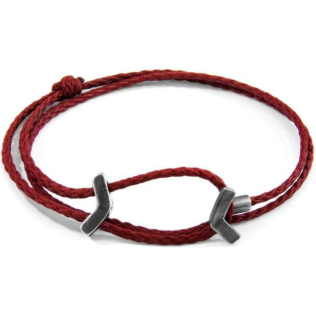William Silver and Rope SKINNY Bracelet - Red - One Size