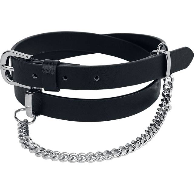 Rock Rebel by EMP Belt - Narrow Black Belt with Decorative Chain - for Women - black - 105 cm