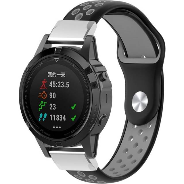 Garmin Fenix 5 / Forerunner 935 / Quatix 5 / Approach S60 22mm klockband av silikon - Svart / Grå
