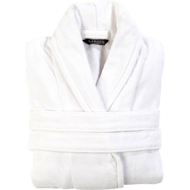 Supreme Velour Bathrobe White - On chilly evenings nothing feels better than wrapping up in the snuggly Supreme robe from Christy. It's pure soft cotton, woven into a buttery-soft velour that has a subtle lustre.
