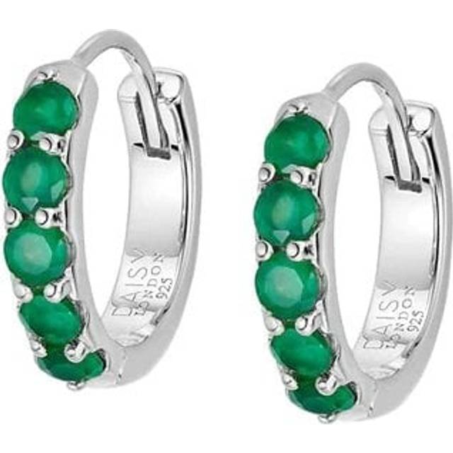 Beloved Green Onyx Huggie Sterling Silver Earrings JE07_SLV