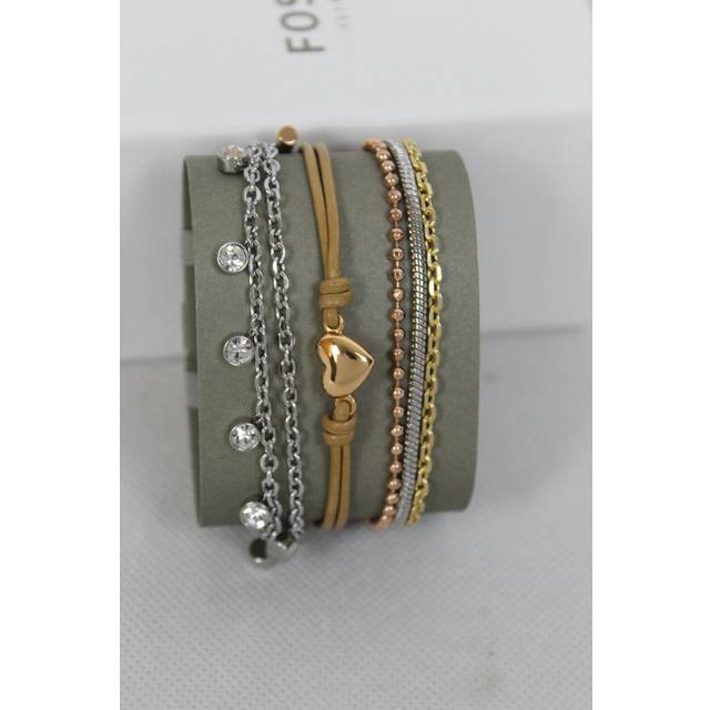 Fossil tri-tone steel bracelet gift set jgftset1042 gold/beige