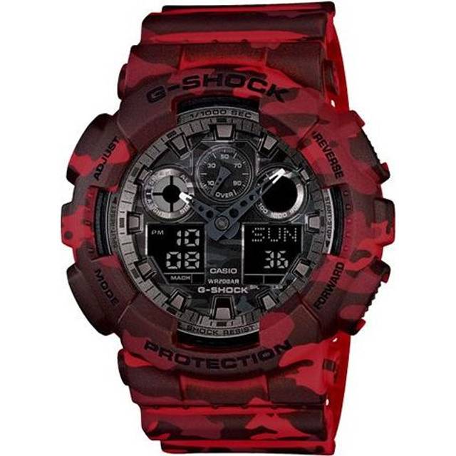 CASIO G-Shock Analog-Digital 'Red' GA-100CM-4A - Free